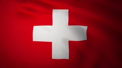 Obraz premium Realistic waving flag of Switzerland. 3d rendering