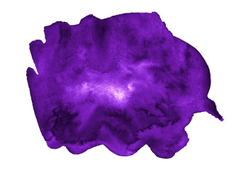 Saturated Purple Watercolor, bright isolated spot with divorces and borders. Violet watercolor frame with copy space for text.