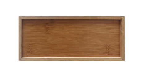 Isolated natural rectangular wood slate on white background.