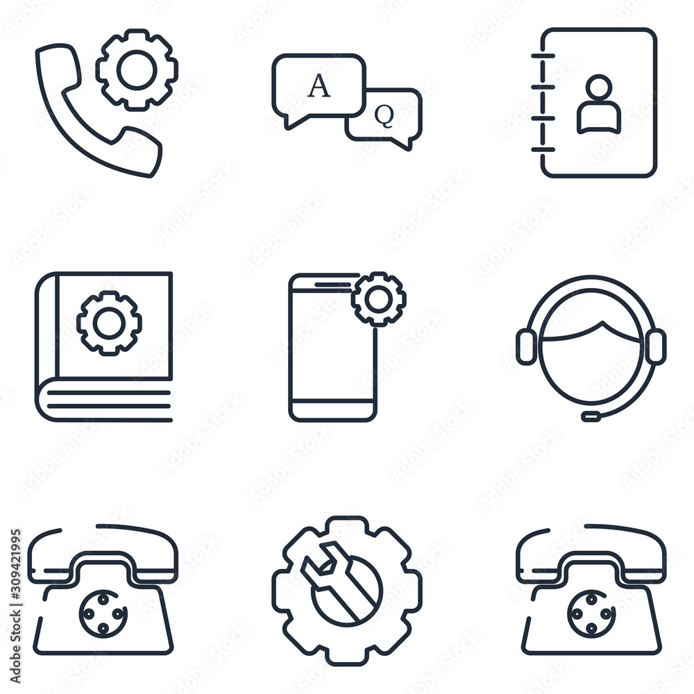 Poster contact us set icon template color editable. support service and telemarketing pack symbol vector si