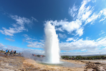 Fototapeta na wymiar Strokkur geyser in south Iceland during summer