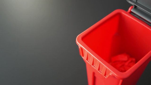colorful paper trash throw into plastic bin, creativity concept
