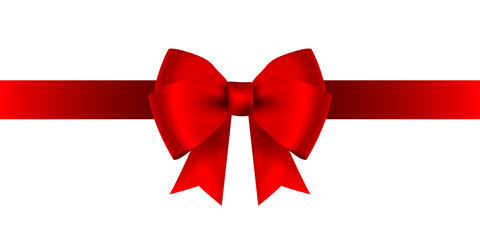 Red bow for gift and greeting card isolated on white