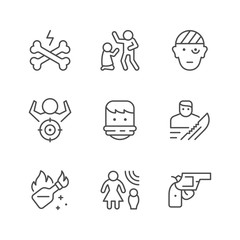 Set line icons of violence