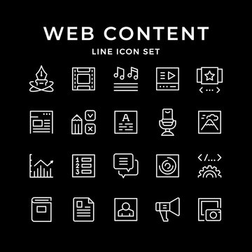 Set line icons of web content
