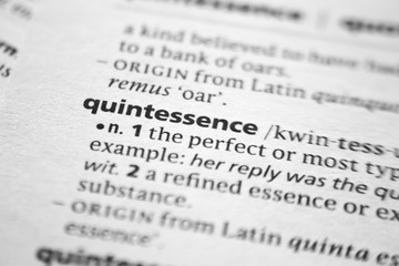 Word or phrase Quintessence in a dictionary.