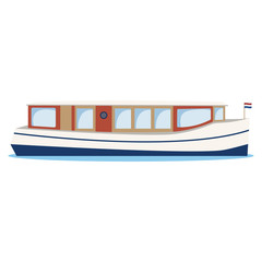 River boat, river bus, canal ferry.  cartoon vector illustration © katerynalim