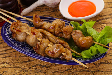 Chicken skin skewer