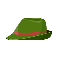 Bavarian tyrolean green hat with feather. cartoon vector illustration