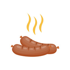 Grilled sausages, bbq. cartoon vector illustration