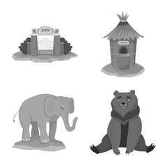 Vector design of zoo and park logo. Set of zoo and animal stock symbol for web.
