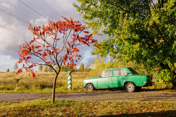Old car in Chernobyl area