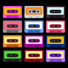 audio tape set. vector illustration
