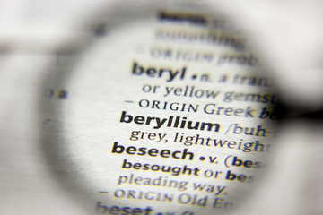 The word or phrase Beryllium in a dictionary.