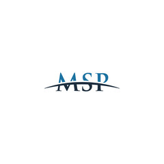 Initial letter MSP, overlapping movement swoosh horizon logo company design inspiration in blue and gray color vector
