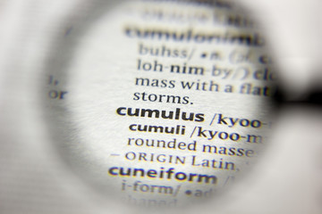 The word or phrase Cumulus in a dictionary.