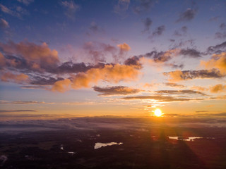 Obraz premium Landscape with a beautiful sky at sunset. Quadcopter shooting