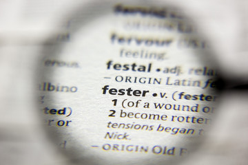 The word or phrase Fester in a dictionary.