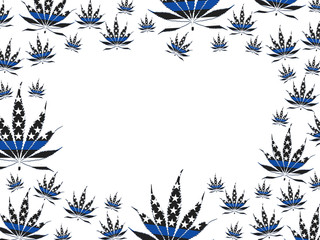 Fototapeta na wymiar USA thin blue line marijuana leaf border isolated over white