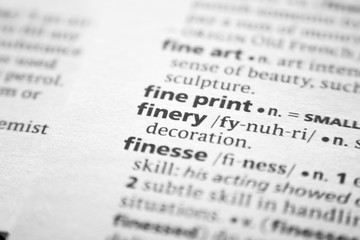 Word or phrase Finery in a dictionary.