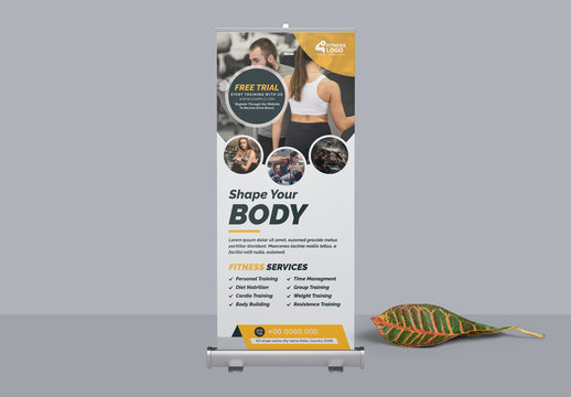Roll-Up Banner Layout with Orange Accents