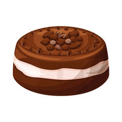 Chocolate cake isolated illustration, vector cartoon design.
