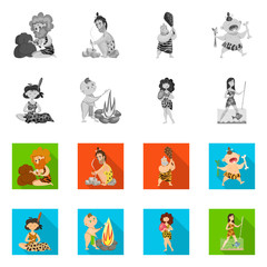 Vector illustration of evolution and prehistory symbol. Collection of evolution and development stock symbol for web.