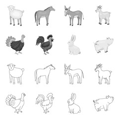 Isolated object of breeding and kitchen symbol. Collection of breeding and organic stock vector illustration.