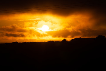 sunset in the mountains silloette