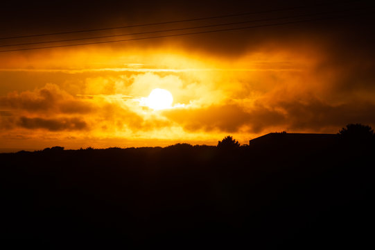 sunset in the mountains silloette