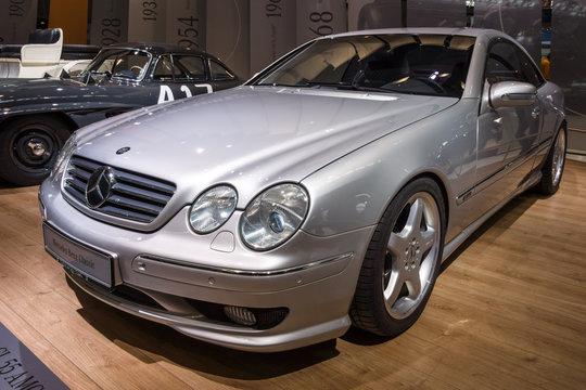 STUTTGART, GERMANY - MARCH 03, 2017: Large luxury grand tourer car Mercedes-Benz CL 55 AMG "F1 Limited Edition", (C215), 2001. Europe's greatest classic car exhibition "RETRO CLASSICS"