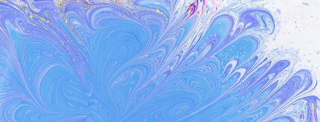 Fototapeta na wymiar Art Abstract paint color blots background. Ebru Marble paper texture.