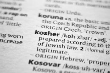 Fototapeta premium Word or phrase Kosher in a dictionary.