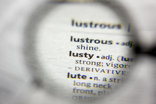 The word or phrase Lusty in a dictionary.