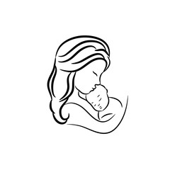 Mom And Baby , Baby Care Logo Design Concept Template , Mother Care Logo