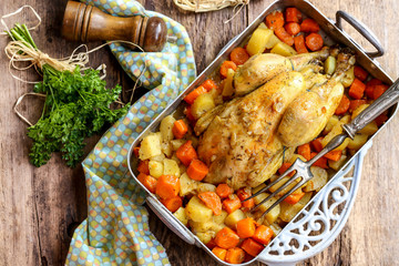 plat de Poulet  Carottes et Pommes de terre