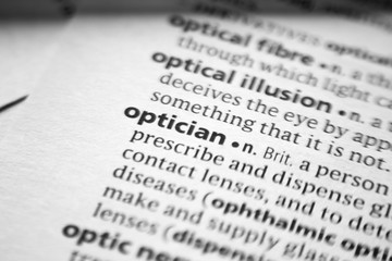Fototapeta premium Word or phrase Optician in a dictionary.