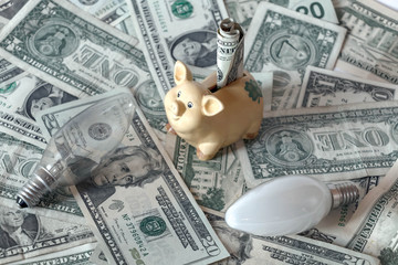 Lamps on the usd american dollar background