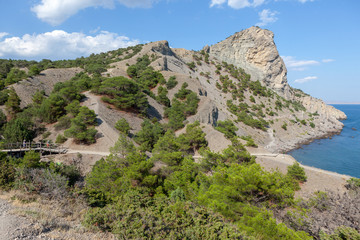 Crimea mountains and Black sea landscape, good sunny day