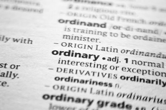 Word or phrase Ordinary in a dictionary.