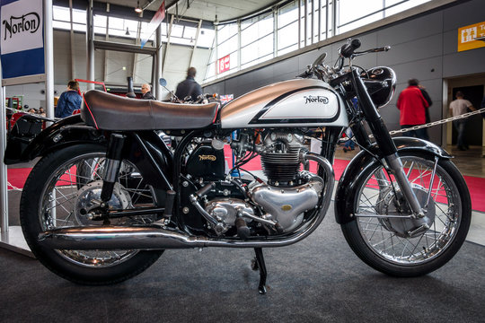 STUTTGART, GERMANY - MARCH 03, 2017: Motorcycle Norton Dominator (Model 88), 1957. Europe's greatest classic car exhibition "RETRO CLASSICS"