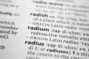 Word or phrase Radium in a dictionary.