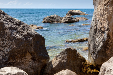 Tarkhankut Peninsula, Black sea, Crimea. Rocky cliffs and sea views. Beautiful views of Crimea.