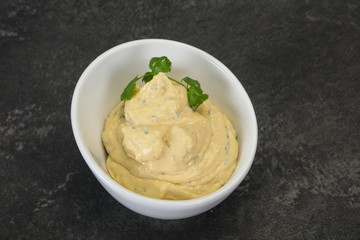 Hummus snack with olive oil