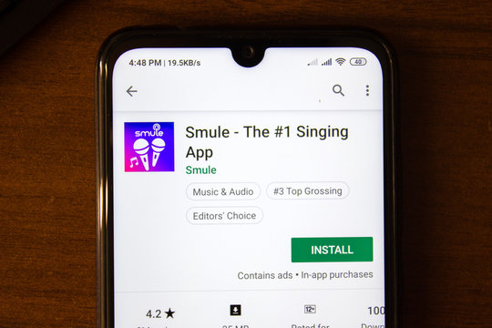 Ivanovsk, Russia - July 07, 2019: Smule - the number 1 singing app on the display of smartphone or tablet.