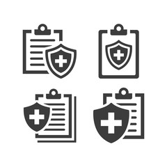 Medical insurance icons on white background.