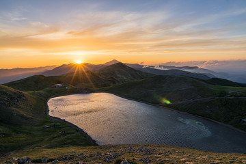 Landscape of the northern Apennines  Italy, from peak Corno Alle Scale to Dardagna waterfalls passing  by Scaffaiolo Lake