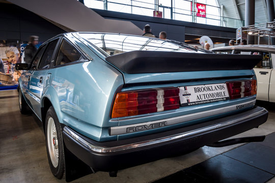 STUTTGART, GERMANY - MARCH 03, 2017: Executive car Rover SD1 3500 V8 Vitesse, 1985. Rear view. Europe's greatest classic car exhibition "RETRO CLASSICS"