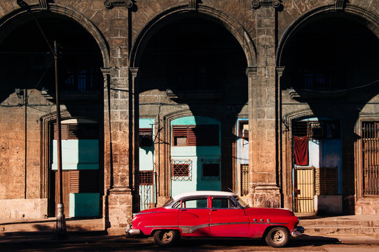 Old car in the street of Cuba