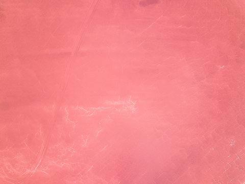 Salt Pink Lake from the aerial perspective. Walwis Bay, Namibia